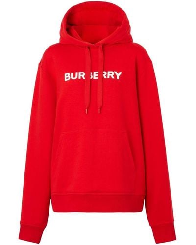 Burberry Sudadera con capucha y logo estampado - Rojo