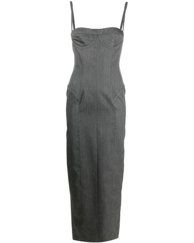 Thom Browne Wool Gabardine Sheath Dress - Gray