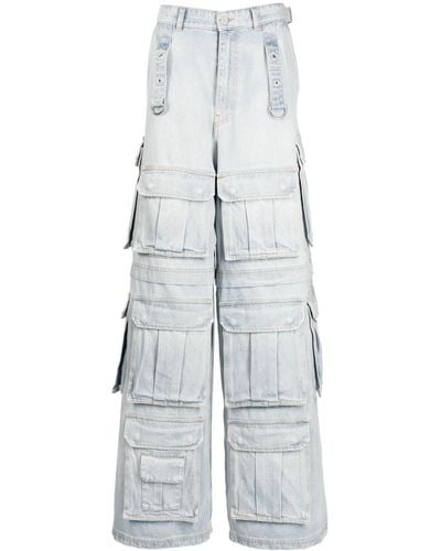Vetements Wide-leg Multi-pocket Jeans - White