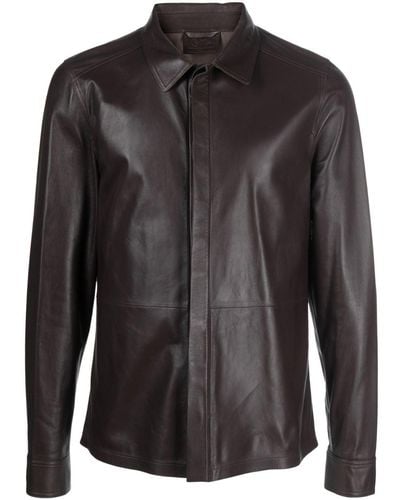 DESA NINETEENSEVENTYTWO Smooth Leather Shirt - Black