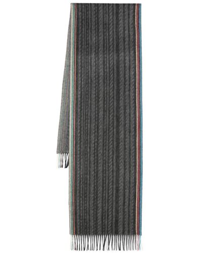 Paul Smith Striped Fringed Scarf - Gray