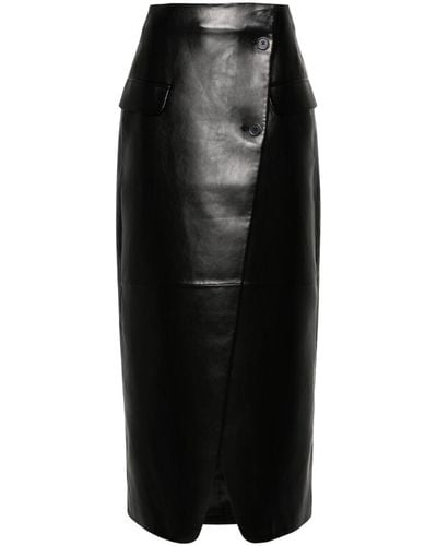 Frankie Shop Nan Wrap Faux-leather Skirt - Women's - Polyurethane/polyester - Black