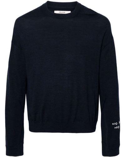 Zadig & Voltaire Marko Sweater 100% Merino Wool - Blue