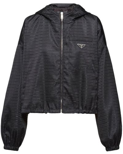 Prada Re-nylon Cropped Blouson Jacket - Black