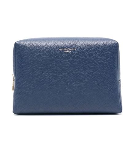 Aspinal of London Medium London Leather Make Up Bag - Blue