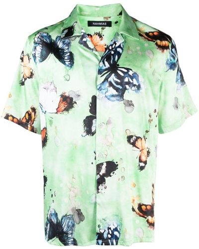 NAHMIAS Butterfly Print Short-sleeve Shirt - Green