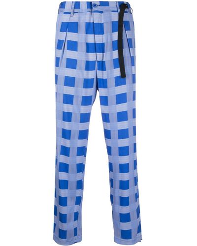 4SDESIGNS Check-print Trousers - Blue
