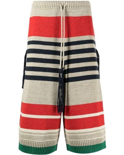 Craig Green Striped Ribbed-knit Shorts - Red