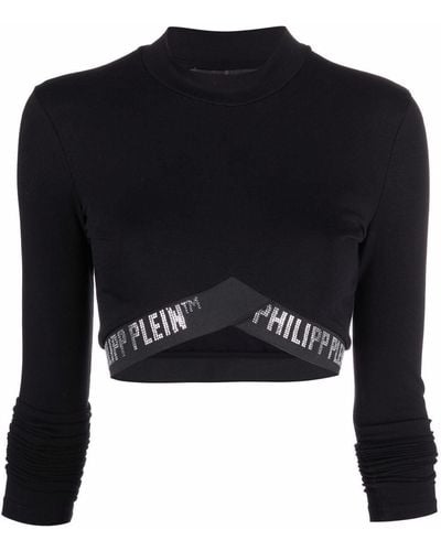 Philipp Plein Logo Cotton jogging Top - Black