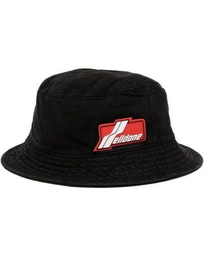 we11done Sombrero de pescador con parche del logo - Negro