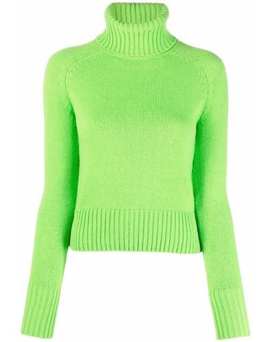 Ami Paris Funnel Neck Virgin Wool Sweater - Green
