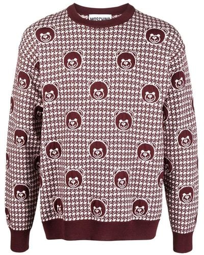 Moschino Teddy Bear-print Wool Sweater - Pink