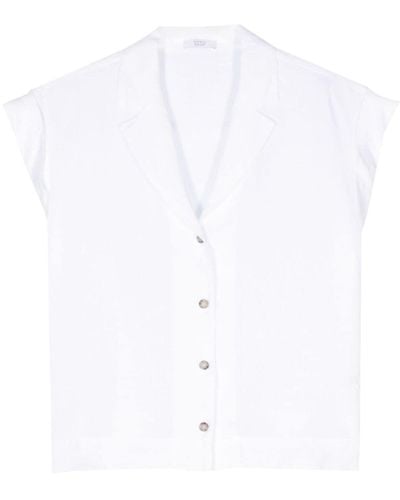 Peserico Kurzärmeliges Leinenhemd - Weiß