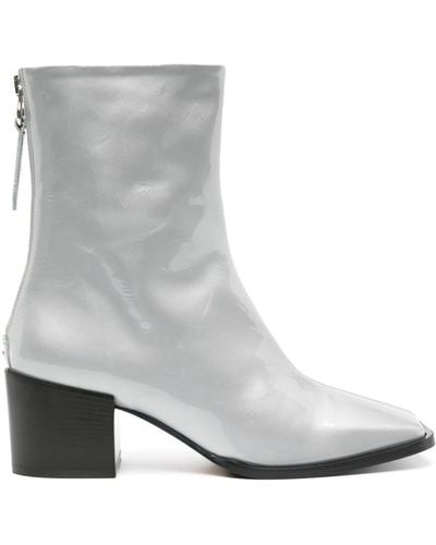 Aeyde Amina Patent Leather Ankle Boots - White