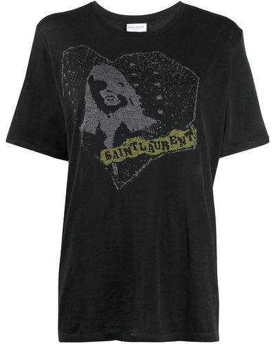 Saint Laurent T-shirt à logo imprimé - Noir