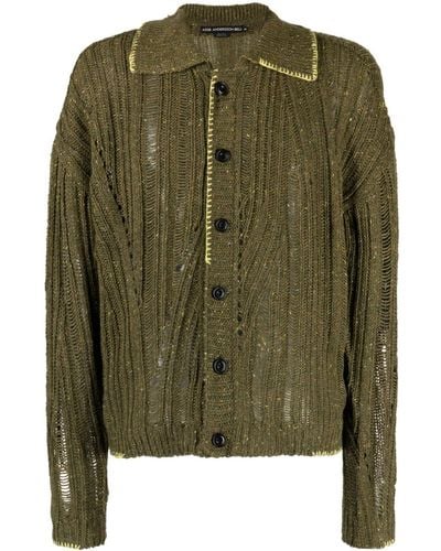ANDERSSON BELL Contrast-stitch Knit Cardigan - Green