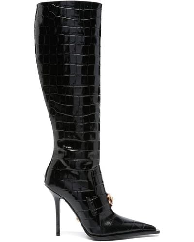 Versace Stiefel Medusa aus Lackleder - Schwarz