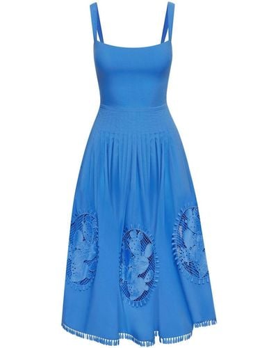 Oscar de la Renta Cactus Guipure-lace Midi Dress - Blue