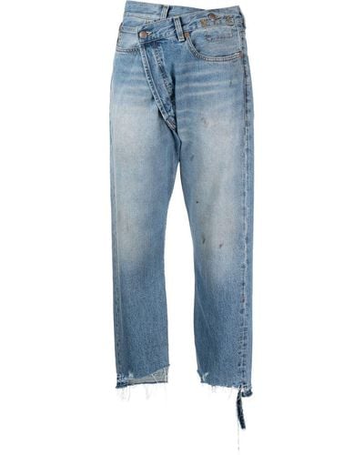 R13 Jeans in Distressed-Optik - Blau
