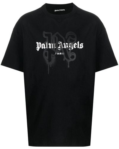 Palm Angels T-shirt à logo Paris imprimé - Noir
