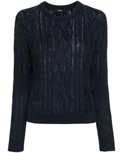 Theory Pullover mit Zopfmuster - Blau