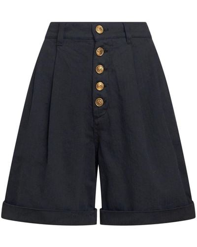 Etro High-waist Cotton Bermuda Shorts - Blue