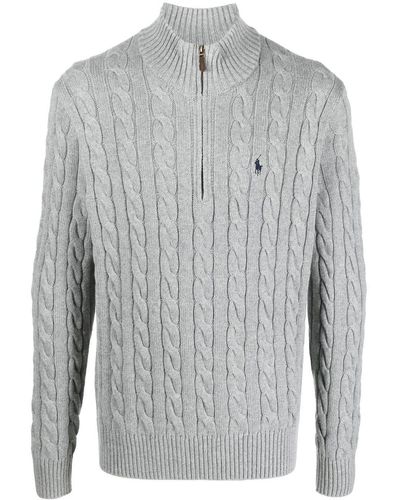 Polo Ralph Lauren Cable-knit Half-zip Sweater - Gray