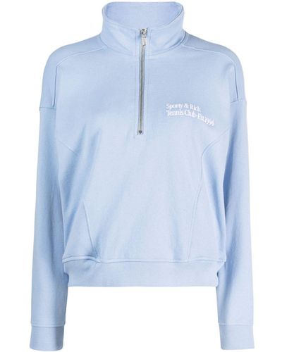 Sporty & Rich Sweatshirt mit Slogan - Blau