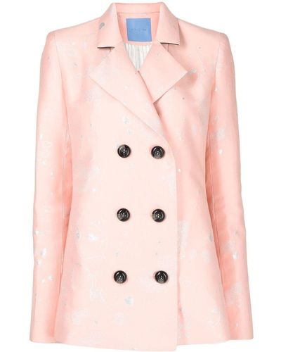 Macgraw Stereotype Jacquard Double-breasted Blazer - Pink