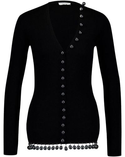 Rabanne Bead-embellished Wool Cardigan - Black