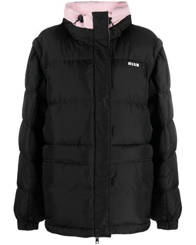 MSGM Detachable-sleeves Hooded Jacket - Black