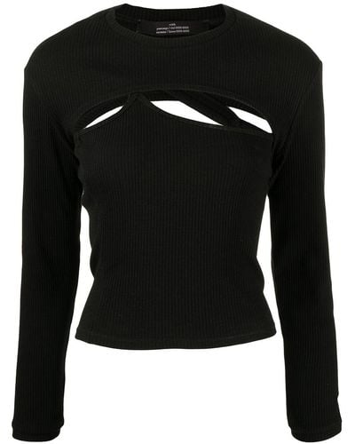 ROKH Cut Out-detail Knitted Top - Black