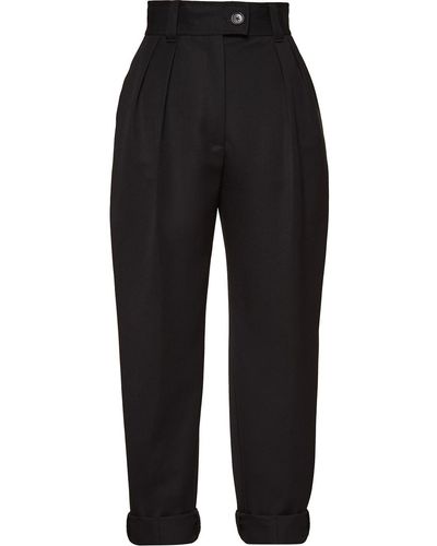 Miu Miu High-waisted Turn-up Trousers - Black