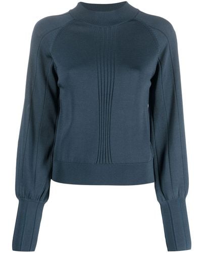Patrizia Pepe Puff-sleeves Fine-knit Sweater - Blue