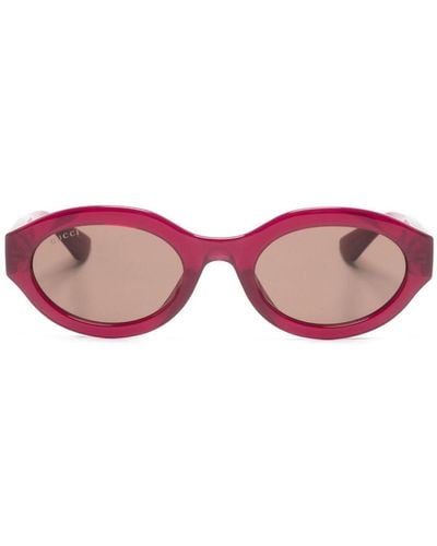 Gucci Sonnenbrille mit ovalem Gestell - Pink
