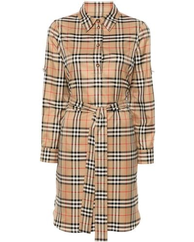 Burberry Vintage Check-pattern Shirt Dress - Natural