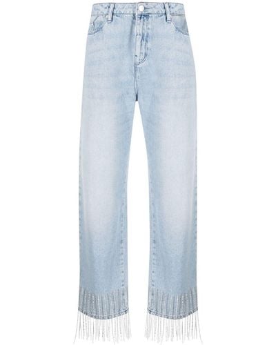 Karl Lagerfeld Fringe-detail Cropped Jeans - Blue