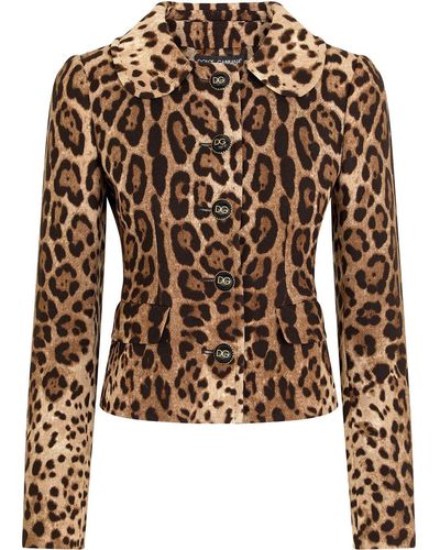 Dolce & Gabbana Dolce Leopard-print Wool Jacket - Brown