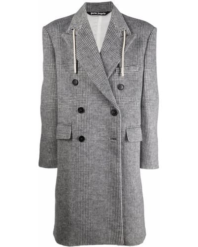 Palm Angels Double-breasted Drawstring Coat - Grey