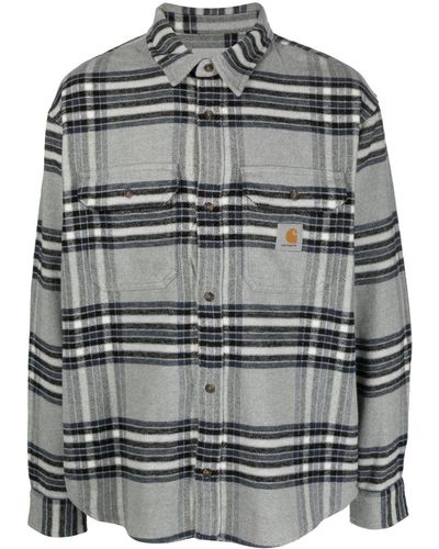 Carhartt Logo-patch Plaid Cotton Shirt - Grey