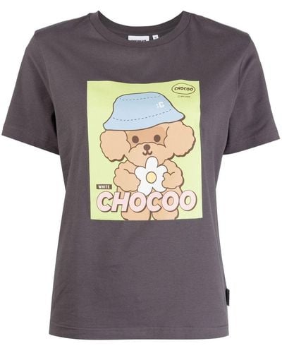 Chocoolate Graphic Logo-print T-shirt - Grey