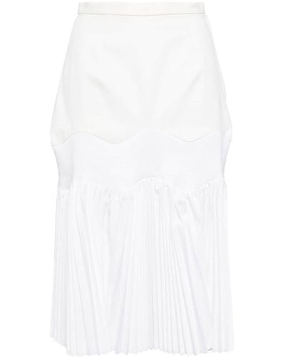 Toga Pleated Taffeta Midi Skirt - White