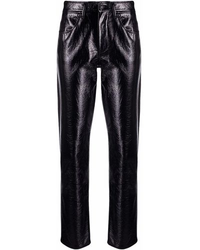 DIESEL Pantalon à taille haute en cuir artificiel - Noir