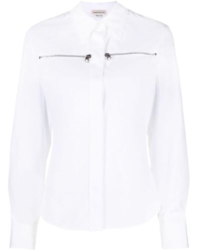Alexander McQueen Zip-embellished Cotton Shirt - White
