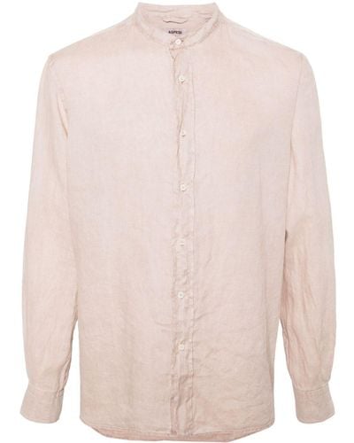Aspesi Band-collar Linen Shirt - Pink
