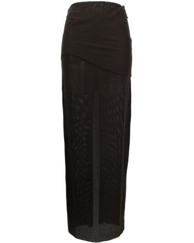 Eckhaus Latta Eclipse Semi-sheer Stretch-wool Maxi Skirt - Black