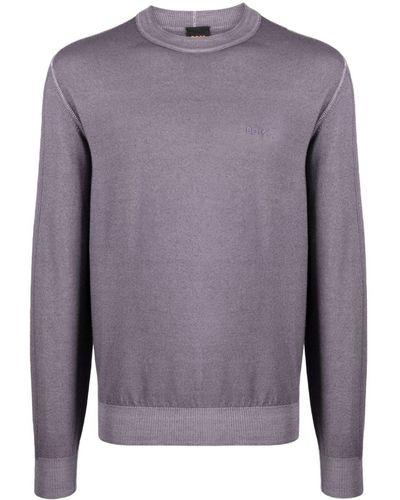 BOSS Logo-print Virgin Wool Sweater - Purple