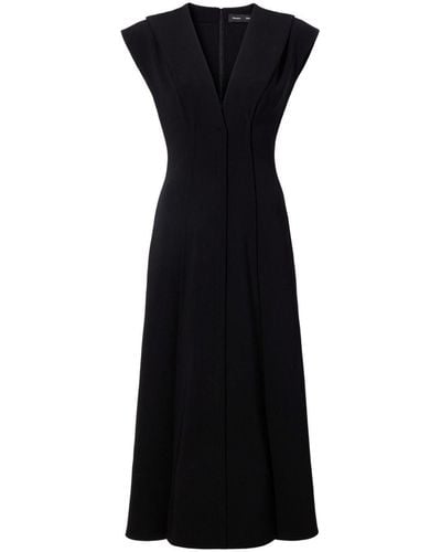 Proenza Schouler V-neck Cap-sleeves Midi Dress - Black
