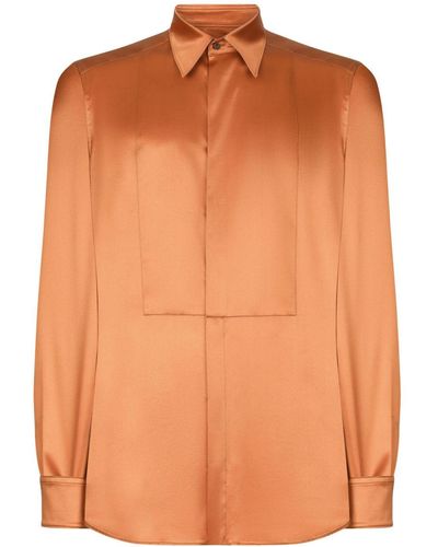 Dolce & Gabbana Bib-front Silk Shirt - Orange