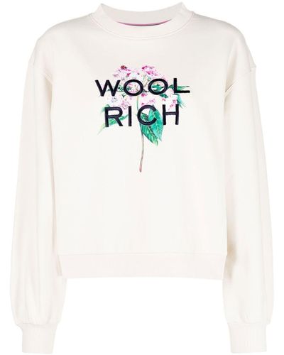 Woolrich Floral Logo-embroidered Sweatshirt - White